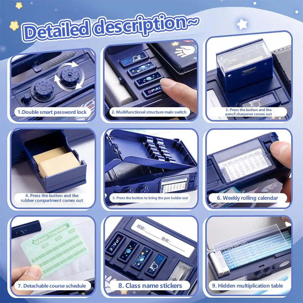 Student Multifunctional Double-layer Stationery Box Pencil Stationery Case Double-layer School Student Computer Accessories D4G1