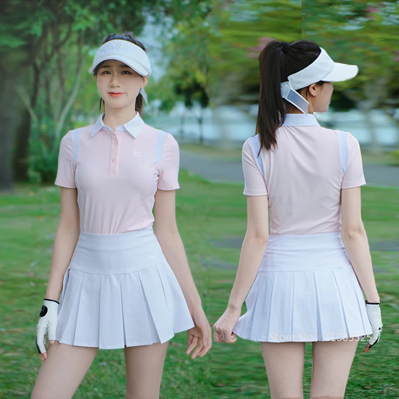 

Golfist New Golf Women Clothing Ladies Short Sleeve Slim Polo Shirt Quick-dry Sports Top High Waist Pleated Skirt Golf Apparel