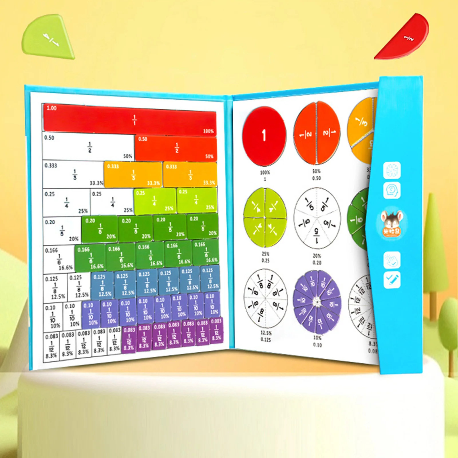 

Магнитный обучающий конструктор с дробями: плитки и круги для изучения математики для детей