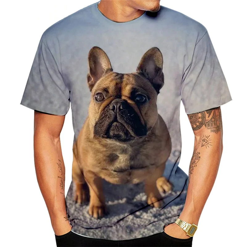 

Fashion French Bulldog Graphics T Shirt Summer Casual Short Sleeve Funny Animal Printed T-shirt O Neck Hip Hop Oversized Tees