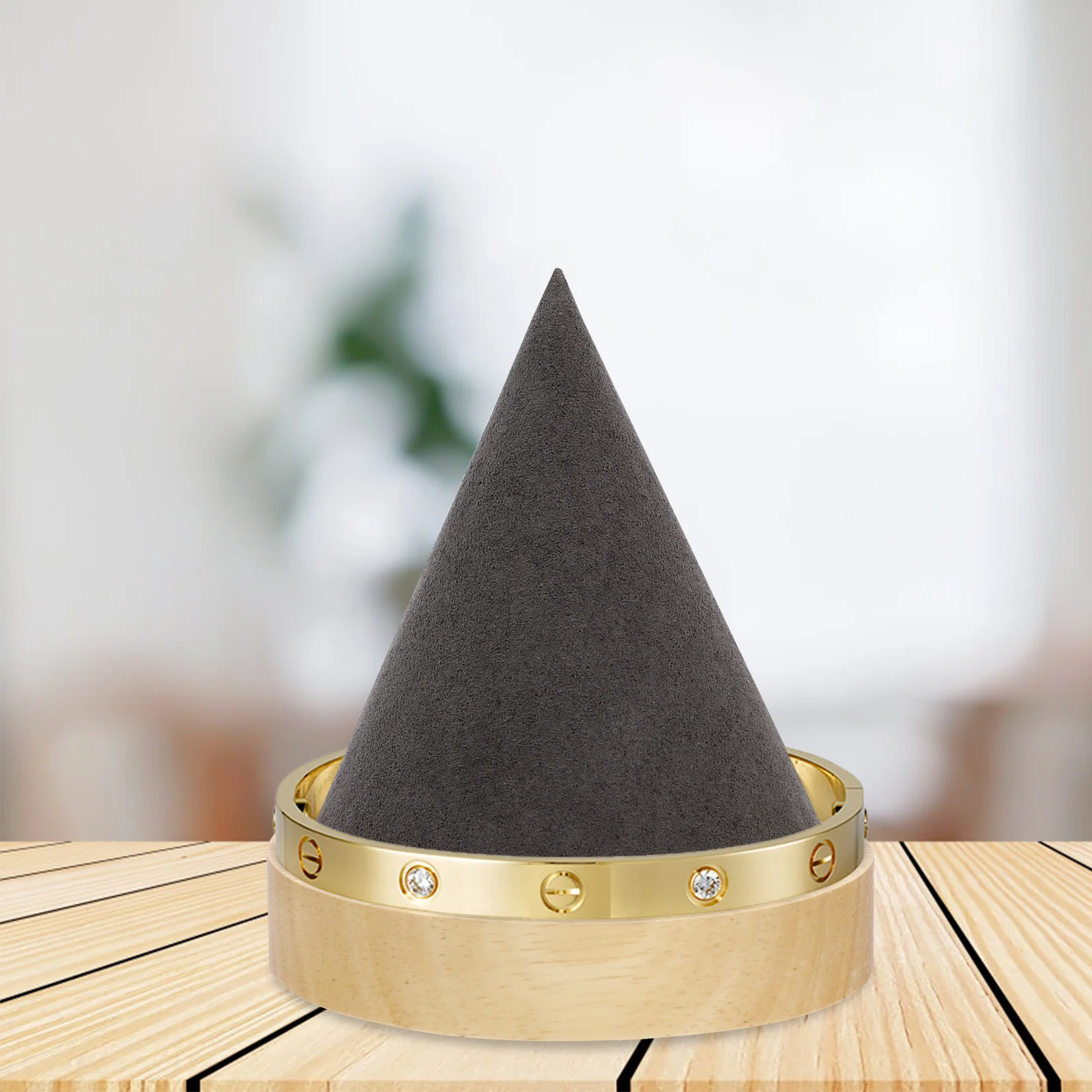

High-Quality Solid Wood Cone Jewelry Display Stand Perfect for Bracelets Watches Retail Shows Jewelry Display Cone