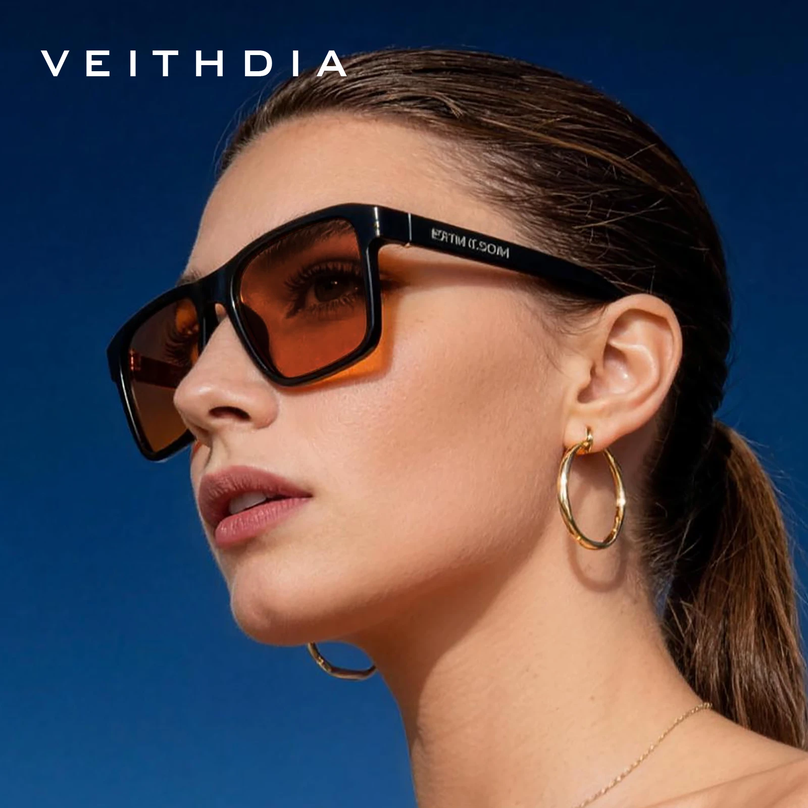 VEITHDIA Polarized Square Sunglasses Polarized UV400 Mirror Lens Glasses TR90 Frame Outdoor Night Vision Driving Eyewear 79VX19