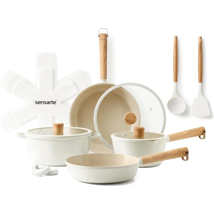 

Набор керамической посуды с антипригарным покрытием для домашней кухни: нетоксичные здоровые кастрюли и сковороды с керамическим покрытием, не менее