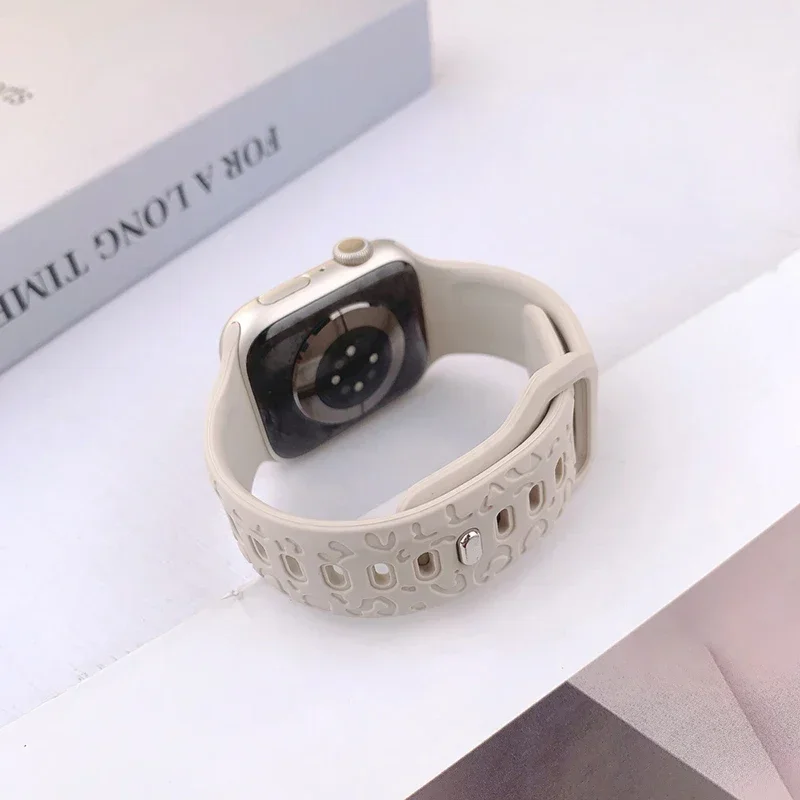 Cinturini incisi leopardati per cinturino Apple Watch 45mm 44mm 49mm 41mm 46 40mm Bracciale Correa Iwatch Serie 10 9 8 7 SE 6 5 3 Ultra 2