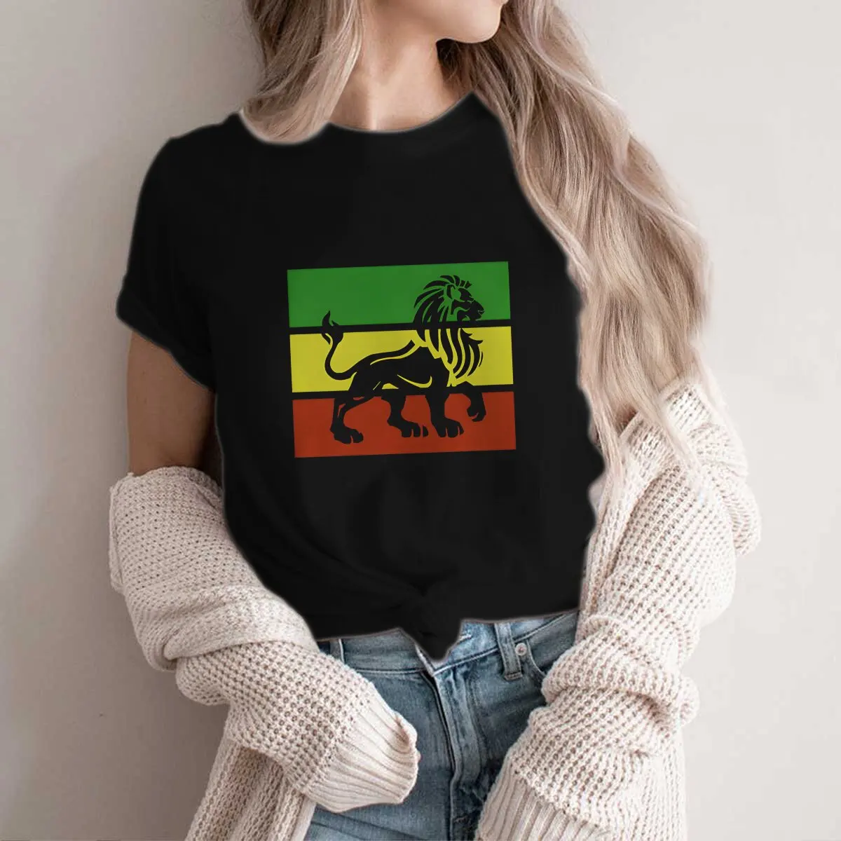 Jamaica Lion Newest TShirt for Men Black Rasta Round Neck Polyester T Shirt Personalize Birthday Gifts OutdoorWear