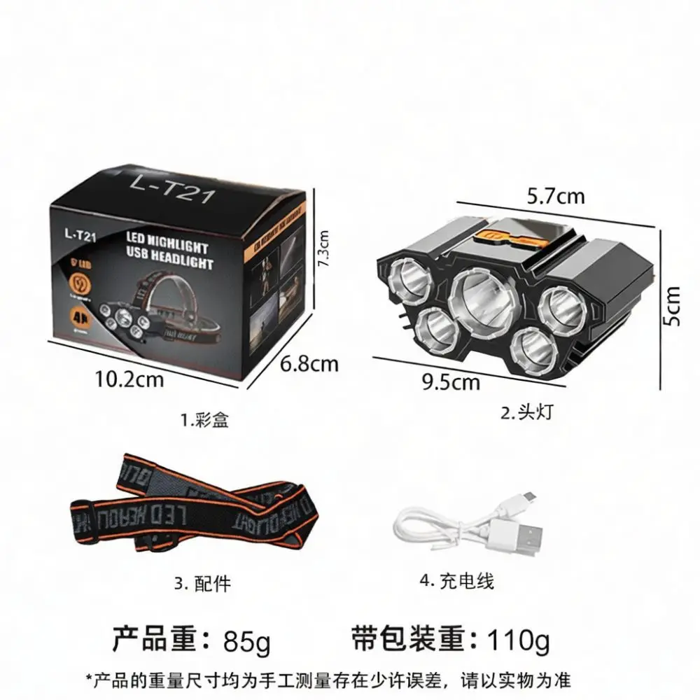 High Lumens LED Headlamp For Outdoor Fishing Camping Hiking Night Activities Rechargeable Powerful Tactical Head Gear