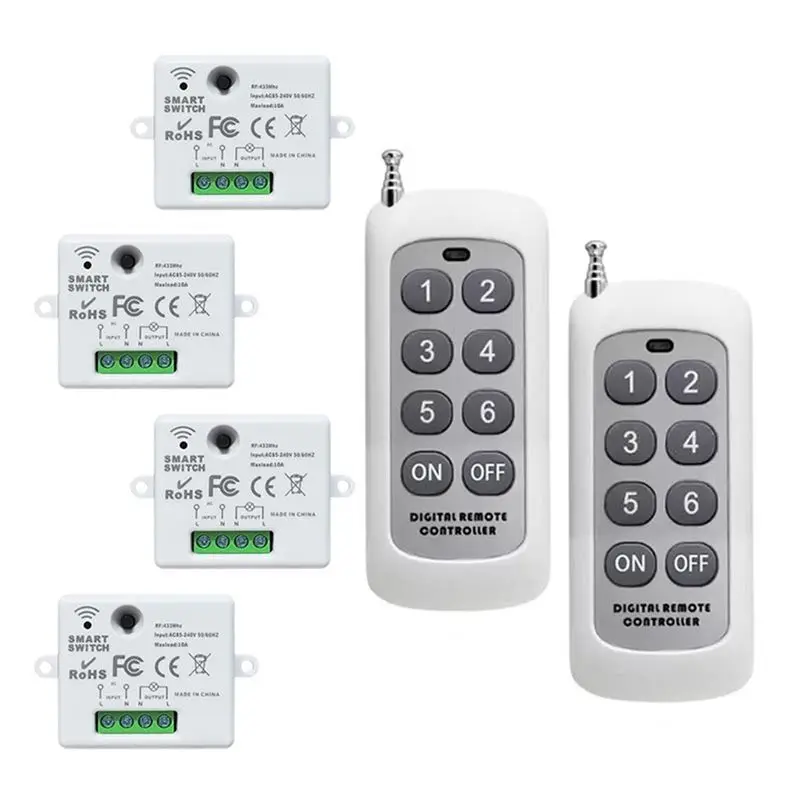 [B24B!】 RF Mini Smart 6 Buttons 433Mhz Wireless Remote Control Switch On/Off Household Wiring-Free Panel