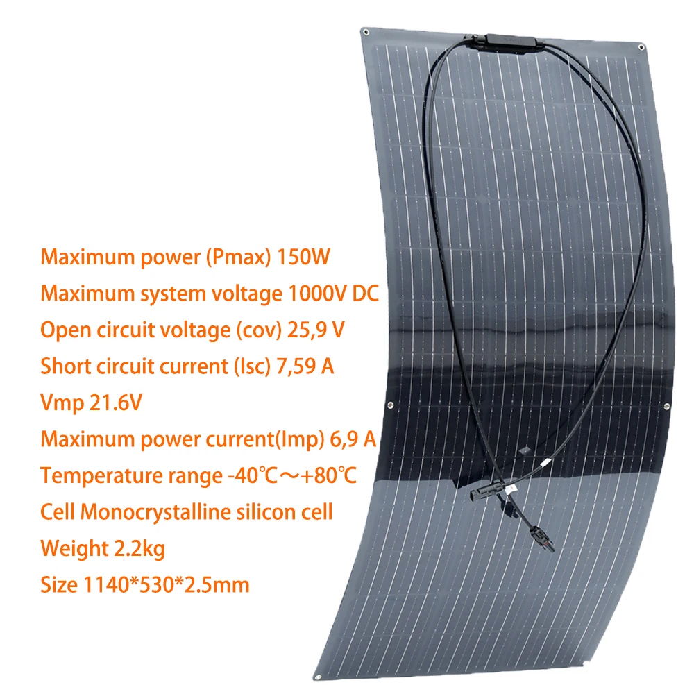 Bougang Solar Panels neue halb flexible Solar panel Balkon Photovoltaik PV 1500W 600W 450W 300W 150W 12 Volt | ip67 | Klasse a Zellen | Haustier PET |ETFE Solar Panels