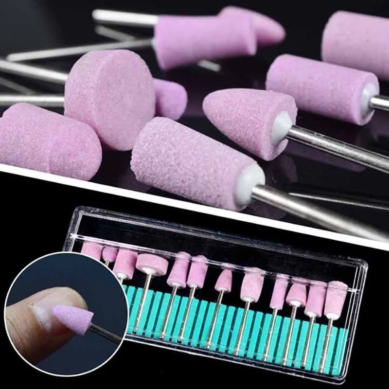 12 Teile/satz Quarz Nagel Elektrische Maniküre Bohrer Nagel Polieren Kopf Schneider Set Rosa Pediküre Fräser Dateien Nail art