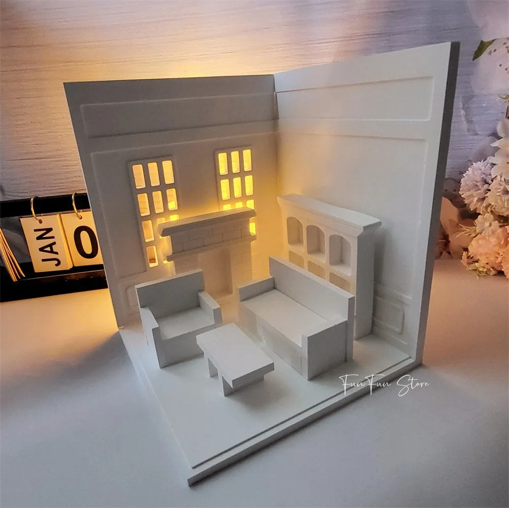 6Pcs Micro Landscape House Furniture Decoration Silicone Mold Creative Handmade Mini Furniture Decoration Plaster Drop Glue Mold