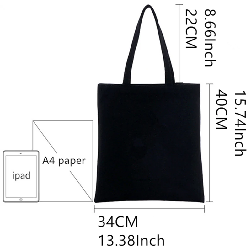 Jujutsu Kaimmense Gojo Satoru Room Anime Black Initiated Canvas Bags, Grand sac à main imprimés Harajuku pour femme, sac à provisions