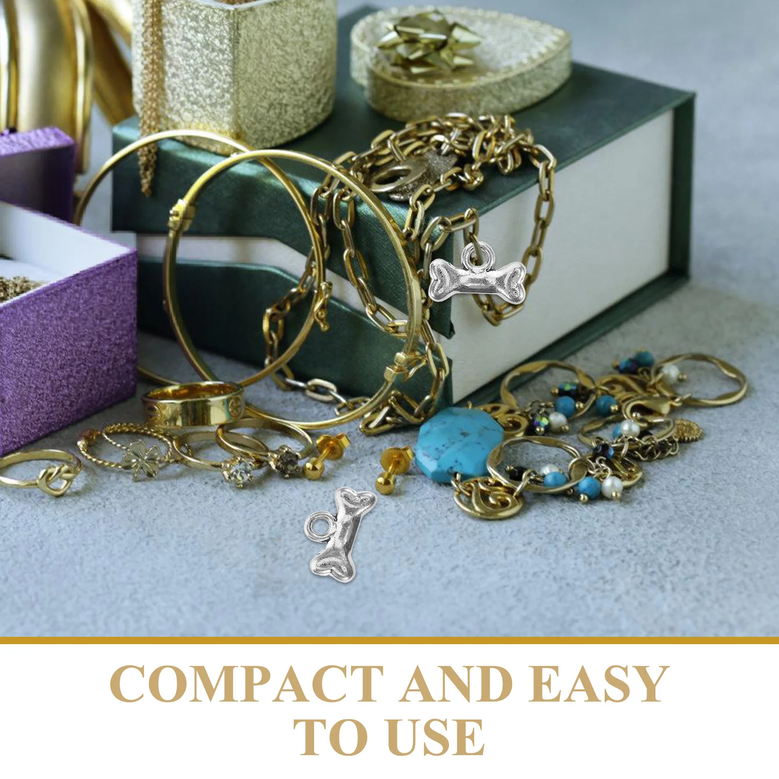 

40Pcs Dog Bone Pendant Charms Silver DIY Jewelry Making Supplies Necklace Bracelet Vintage Pet Charms Earrings Pendant