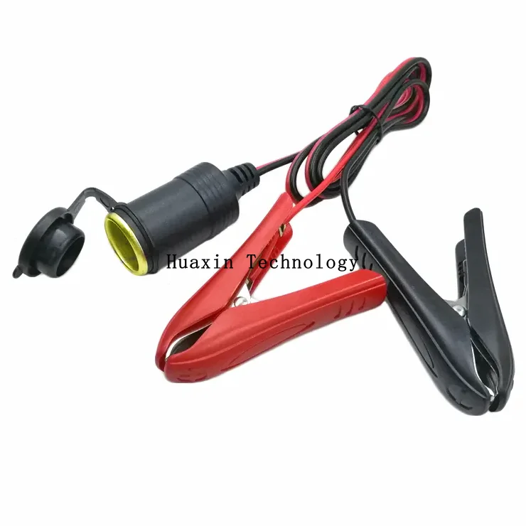 12-24V 14AWG Alligator Clip Battery Car Cigarette Lighter Extension Cord Socket For Charger Pump Vacuum Cleaner