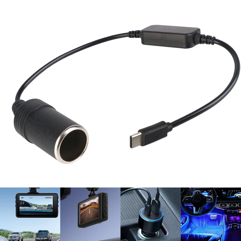 

Адаптер прикуривателя 5 В USB на 12 В Тип C «папа-мама» 1 шт. Разъем прикуривателя Автомобильная электроника Аксессуары