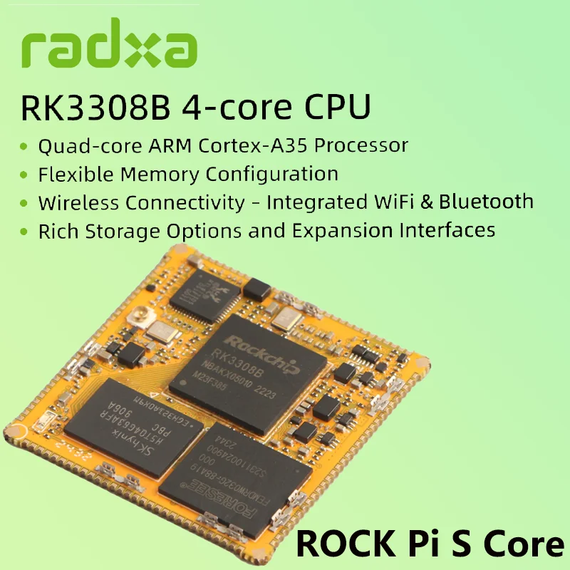 

ROCK Pi Radxa S Core RK3308B 4-ядерная одиночная компьютерная плата