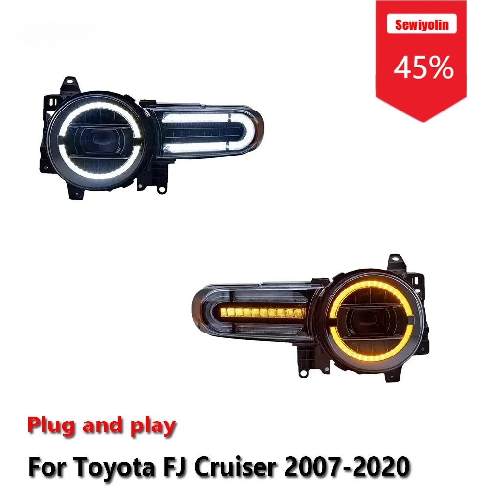 

Автомобильные светодиодные фары Sewiyolin в сборе для Toyota FJ Cruiser 2007-2020, противотуманные фары DRL, стоп-сигнал поворота, Plug and Play