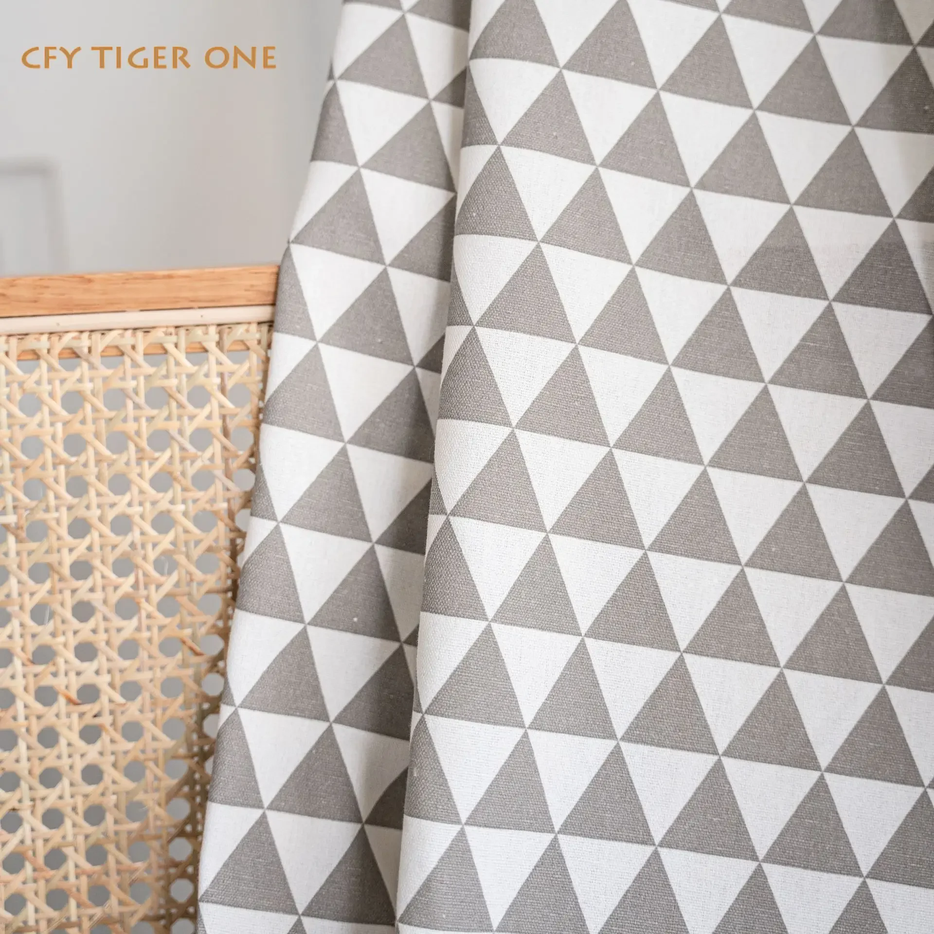 

Cotton Linen Bohemian Triangle Geometry Window Curtain Semi-shading Drapes for Living Room Bedroom Kitchen Door Drapes