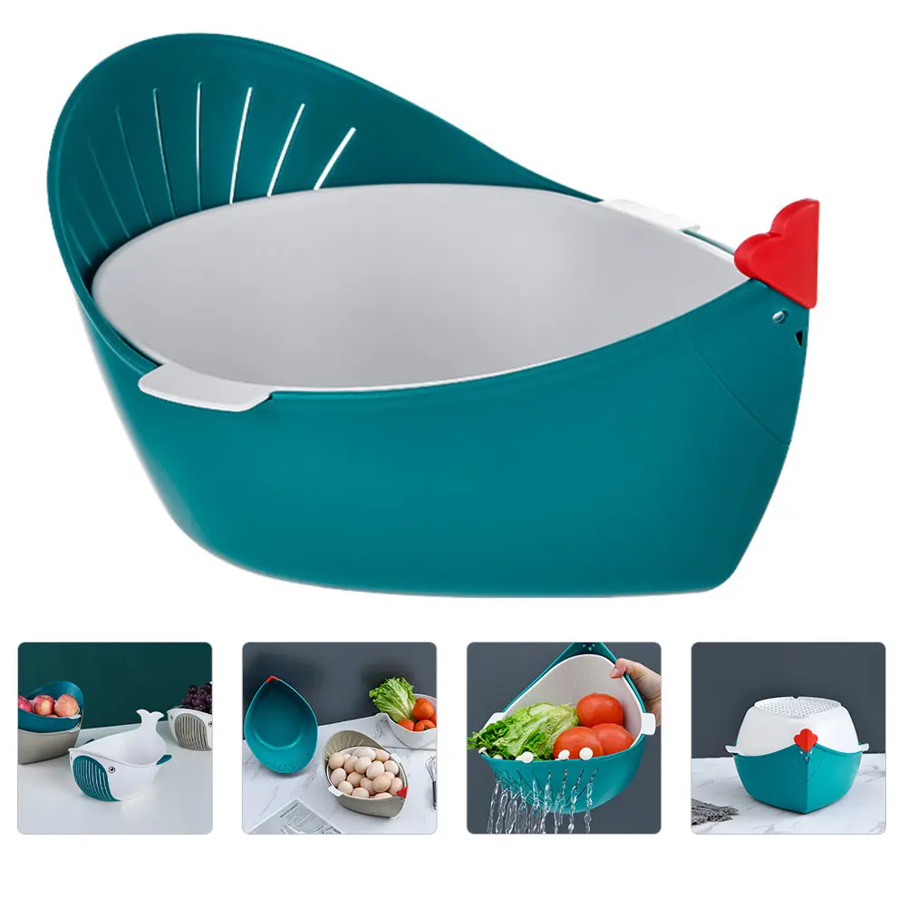 

Fruit Vegetable Drainer Basket Double Layer Food Washing Basin Bowl Kitchen Tools Portable Safe Multi Holes Design Efficient