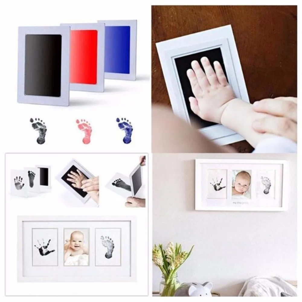 Baby Care Non-Toxic Baby Handprint Footprint Imprint Kit Baby Souvenirs Newborn Footprint Ink Pad Infant Tooth Mini Box Gifts