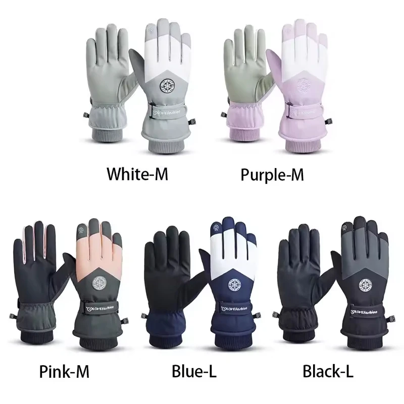 Winter Snowboard Ski Gloves PU Leather Non-slip Touch Screen Waterproof Motorcycle Cycling Fleece Warm Riding Gloves 2026New