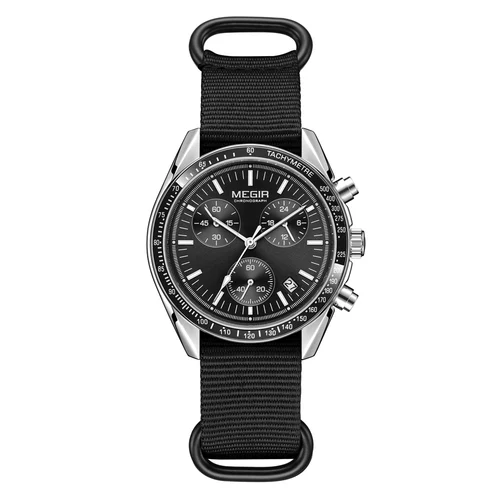 Imagen 2 del producto Relojes MEGIR con cronógrafo de cuarzo, reloj de pulsera deportivo resistente al agua para hombre con correa de nailon a la moda, punteros luminosos con fecha, regalo para hombre