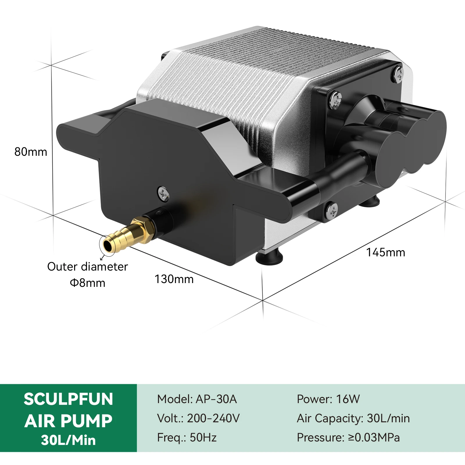 

SCULPFUN 30L/Min Air Pump Air Compressor for Laser Engraving Machine Adjustable Speed Low Noise Low Vibration Stable Output