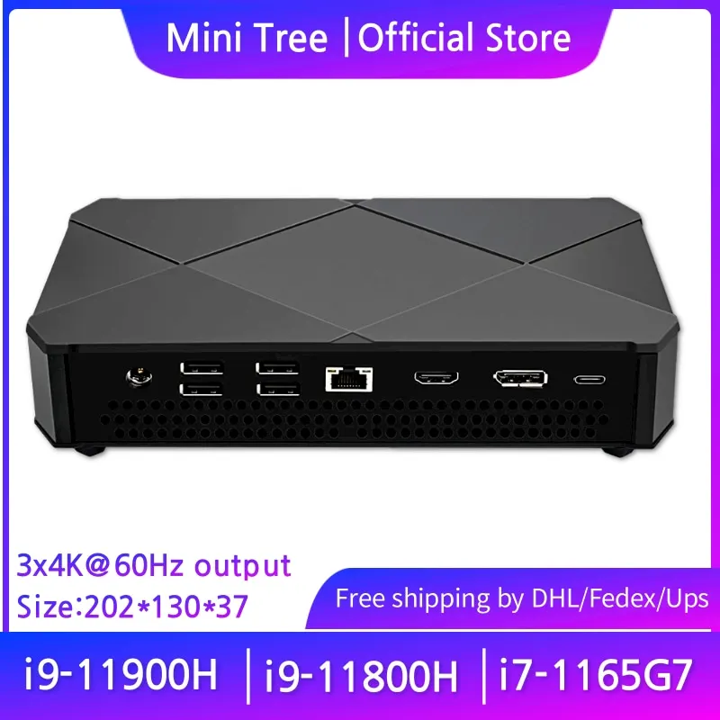 Игровой мини-ПК Intel NUC i9 11900H i7 1165G7 64G DDR4 NVME Windows11 Pro Офисный геймерский настольный мини-компьютер с тройным дисплеем 4K