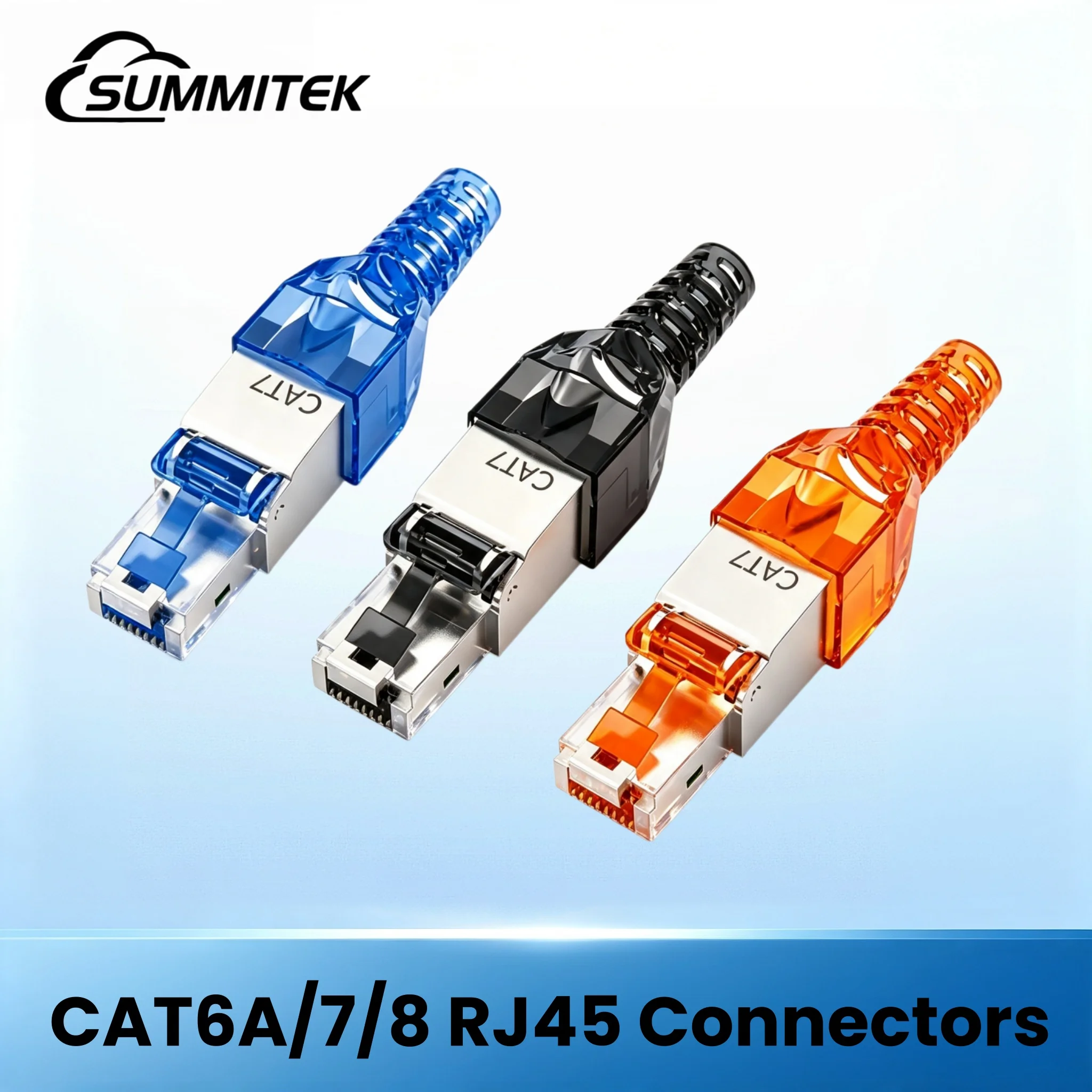 SUMMITEK RJ45 CAT8 Cat7 CAT6A Tool-Free Connector Toolless RJ45 Termination Plug Zinc Alloy Shielded for 23AWG SFTP Cables