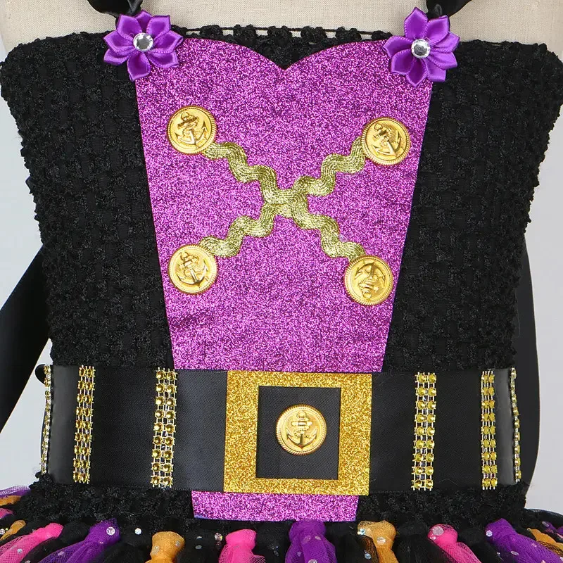 Disfraces de pirata brillantes para niñas, vestidos de Carnaval de Halloween para niños, traje de Navidad brillante, conjunto de ropa de capitán pirata para niños