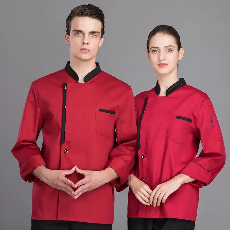 Camicia da cuoco da uomo dell'hotel camicia a maniche lunghe da ristorante uniforme da cucina servizio di ristorazione abbigliamento da lavoro da donna cappotto da cucina da mensa