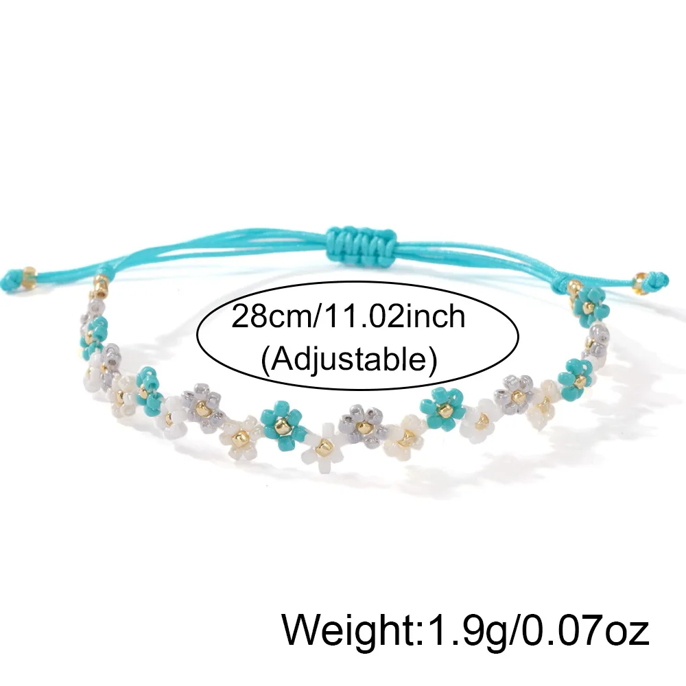 بوهيميا الأرز حبة سوار زهرة صغيرة الأزرق والأبيض المنسوجة يدويا الطازجة مزاجه بسيط الاتجاه مطرز سوار