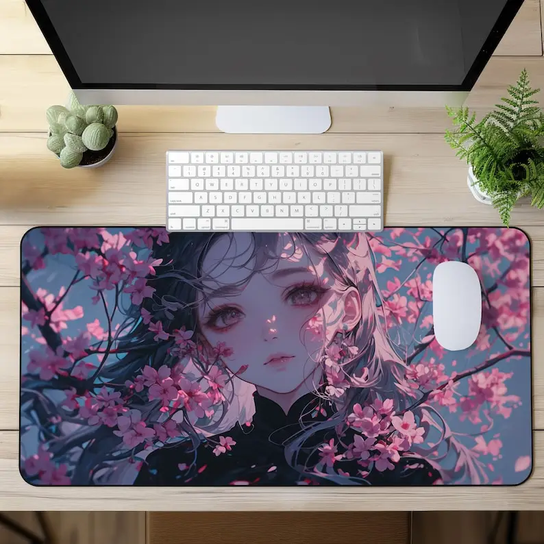 Anime Girl Desk Mats, Cute Kawaii Desktop Decoration, Artistic Style Mouse Pad, Anime Desk Mat, Perfect Gift for Friends