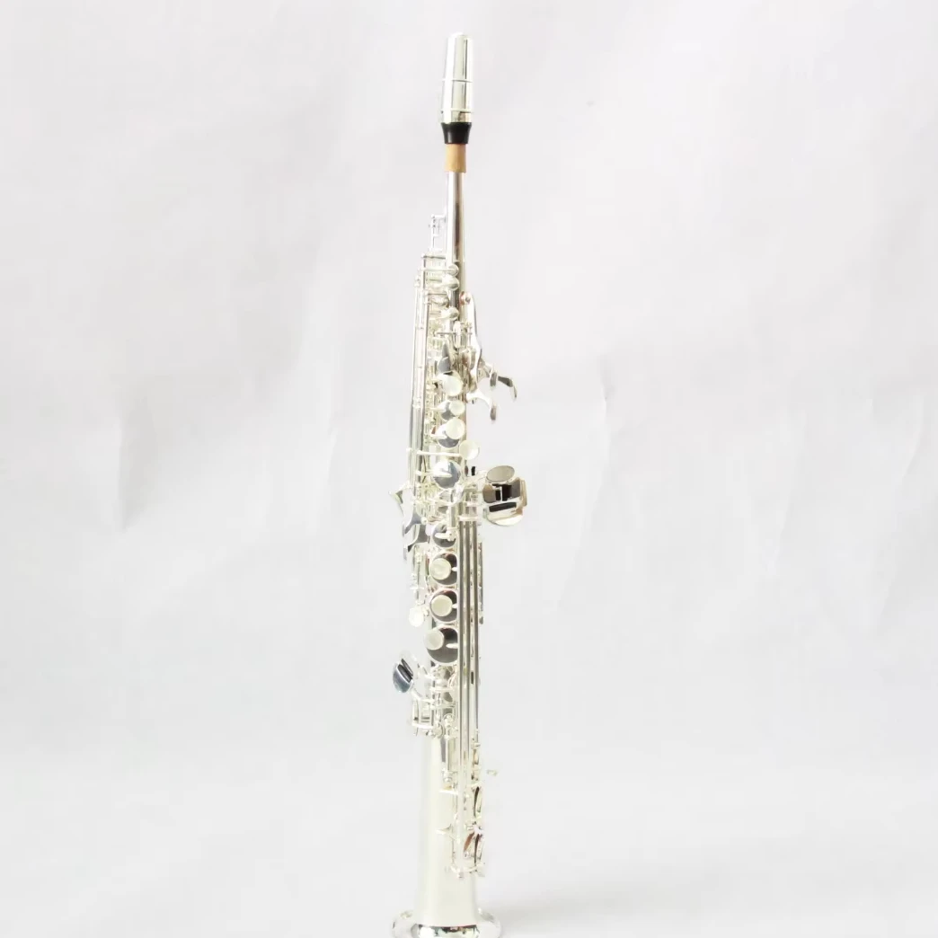 Professional Silver Soprano Saxophone BB Tone Quality Woodwind Instrument For Musicians Straight Sax With Carrying Case