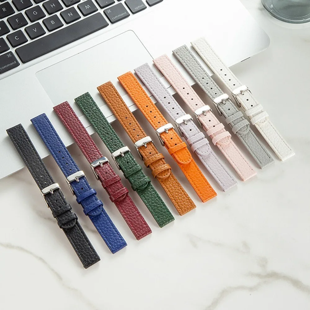 New Lichee Pattern Leather Strap Replace Personality Watchband Needle Buckle Style Multi Colored Watch Strap for Xiaomi Band 8