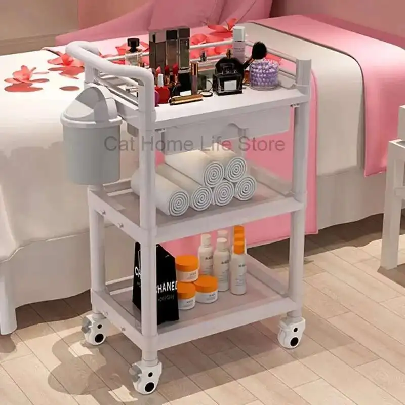 

Rolling Cart Beauty Salon Trolly Cosmetic Helper Trolley Auxiliary Spa Organizer Professional Household Station Manicure Support