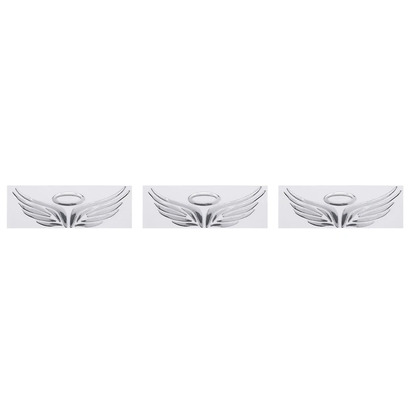 3X 3D Chrome Angel Wing Sticker Decal Auto Car Emblem Decal Decoration Color Silver