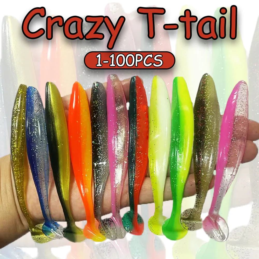 

Lures for Fishing Accessory 1-100pcs T Tail Wobblers Soft Baits Tsurinoya Wobbler Silicone Bait Fake Fish Baits Artificial Tools