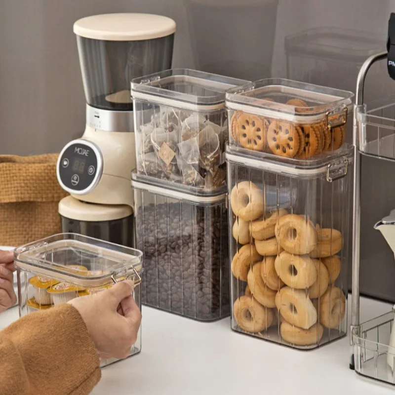 Sealed Plastic Food Storage Box Stackable Cereal Candy Dried Jars with Lid Fridge StorageTank Containers Kitchen Organizer