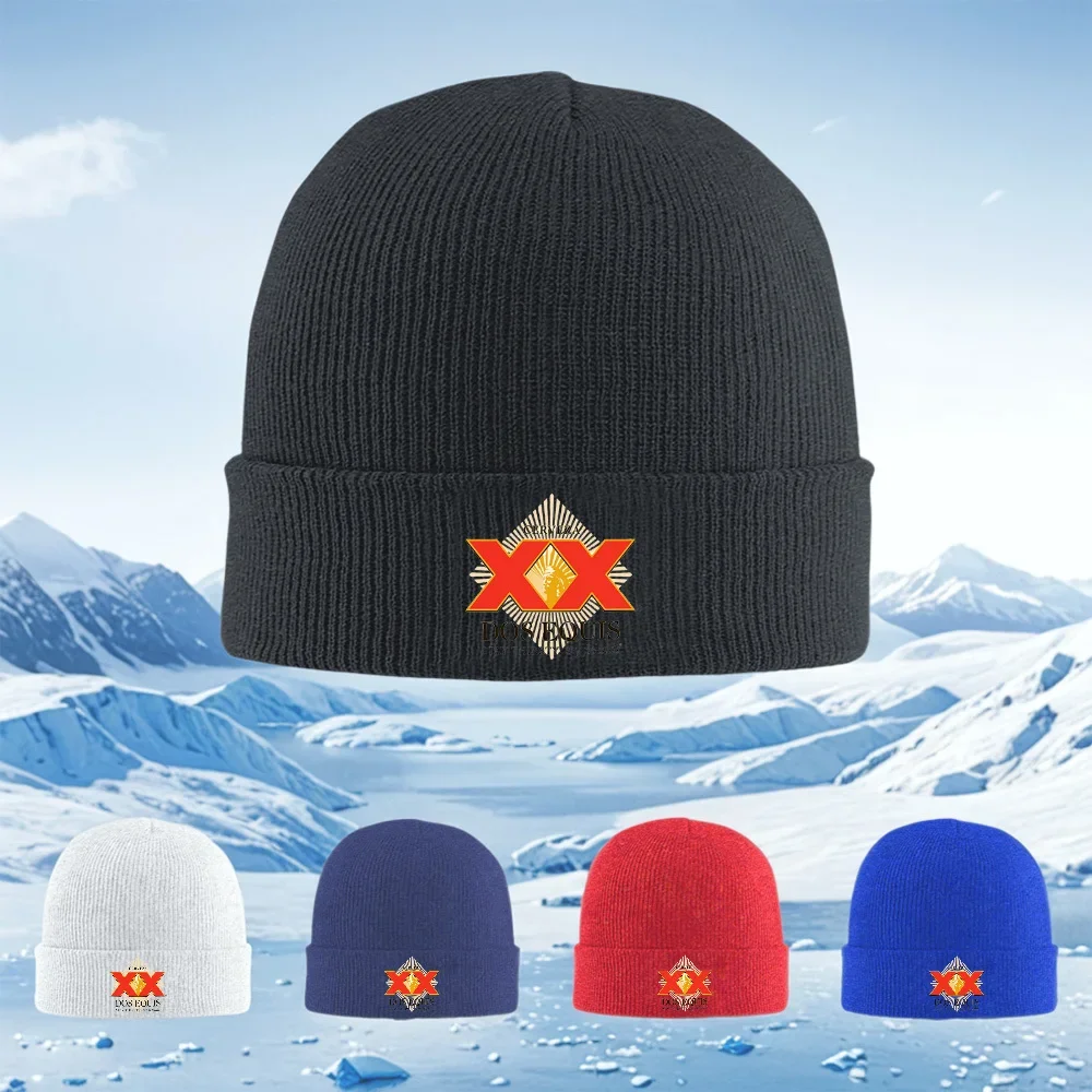 Emblema rojo XX, marca Dos Equis Hombres Mujeres Gorro de punto unisex Gorro Jersey Gorro Invierno Térmico Cálido Navidad Ciclis