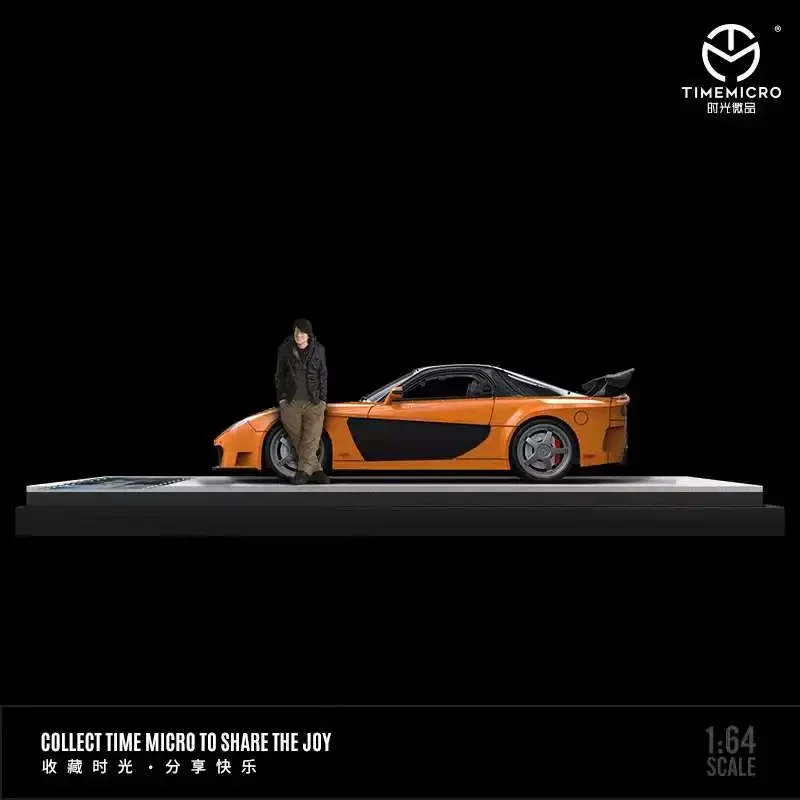 RESTOCK -TimeMicro1:64 Mazda RX-7 Veilside Furious BlackOrange Model Car