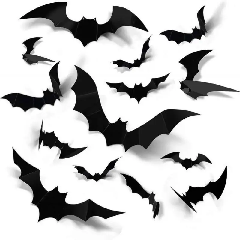 Halloween Decoration Supplies Black Bat Stickers 3D Bat Party Wall Decoration Scene Cloth