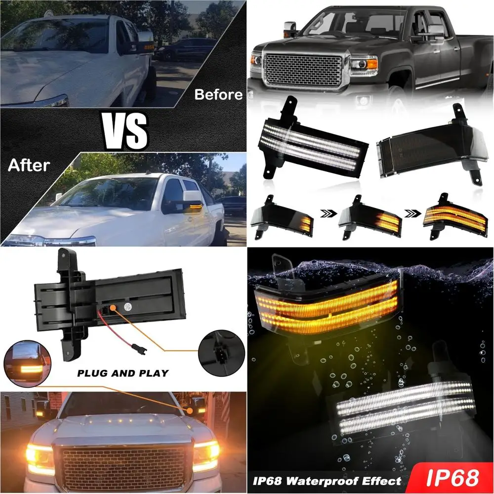 

Amber Turn Signal Indicators for 2014-2019 Silverado, GMC Sierra 1500, 2500, 3500 HD Trucks with Sequential Side Mirror Marker L