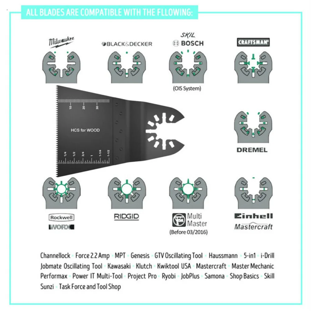 10pcs 65mm HCS Multi-Function Saw Blade Oscillating Saw Blade Multitool Blades Set Universal Cutter Blade for Dermel Milwaukee