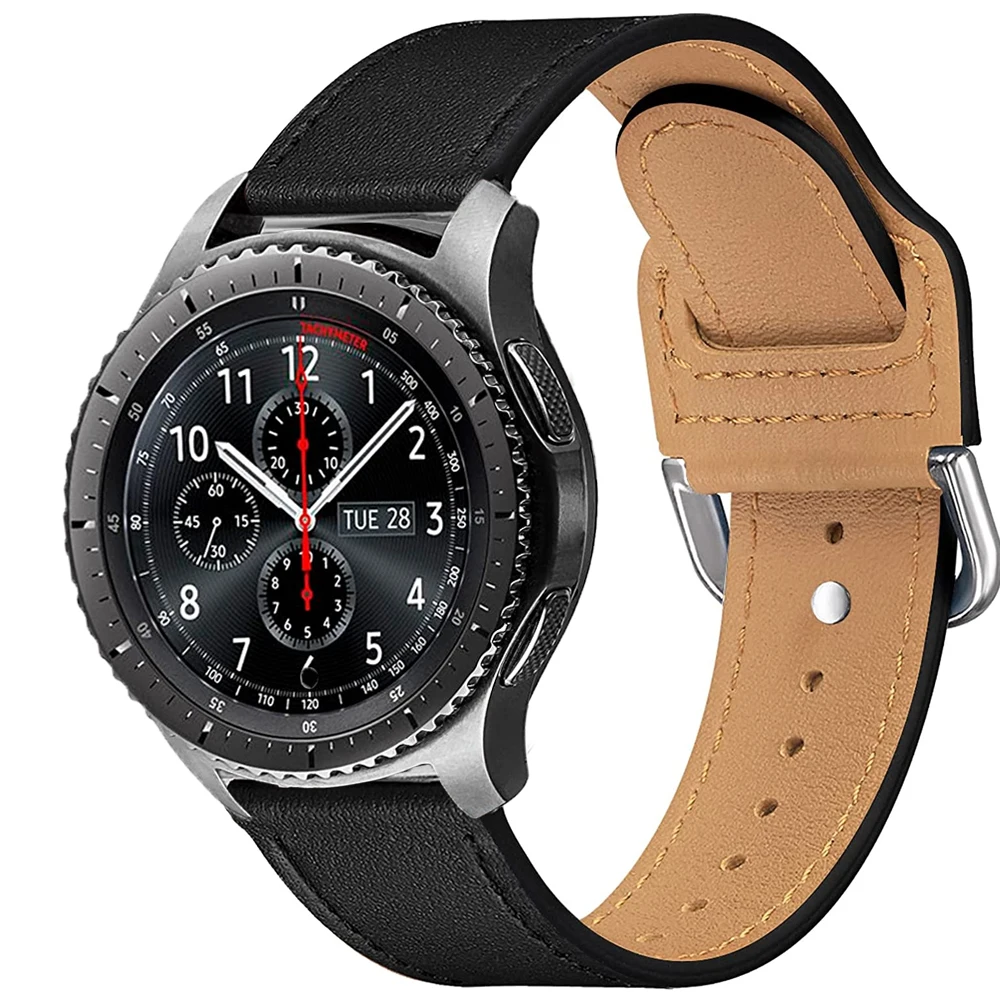 22mm Leather strap For Samsung Active 2 40/44mm Gear S3 bracelet Huawei GT/GT2/2e Galaxy watch 4/4 Classic 3 45/42mm band image 4