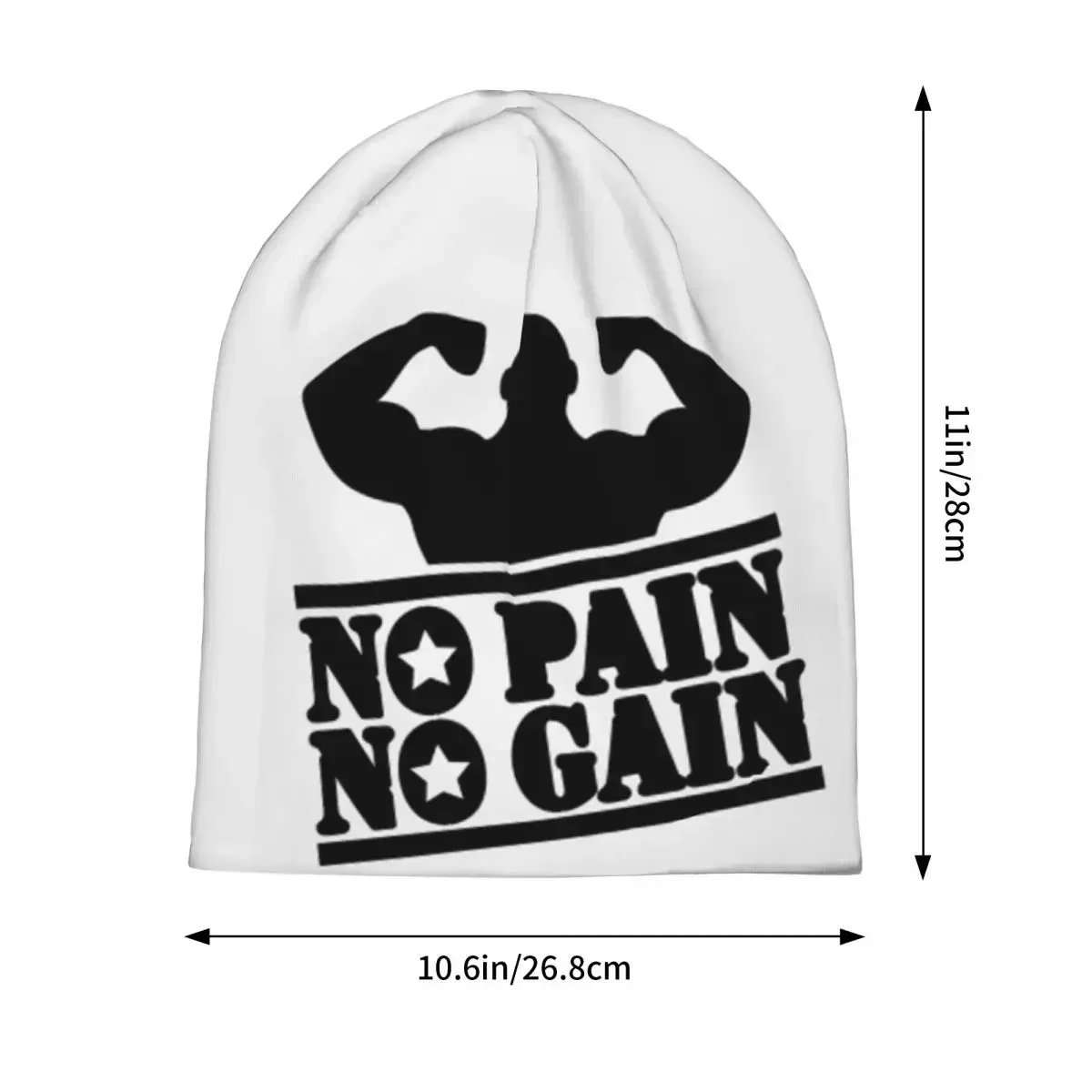 No Pain No Gain Bodybuilding Fitness Gym Warm Knitted Cap Fashion Bonnet Hat Autumn Winter Outdoor Beanies Hats for Men Women