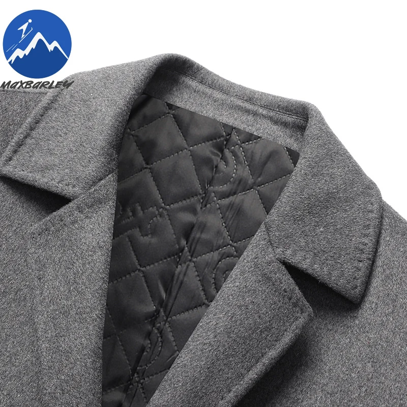 Maxbarley Premium Wool Coat Men Outdoor Office Windproof Wool Jacket Casual Daily Wear Thickened Warm Comfortable Outerwear