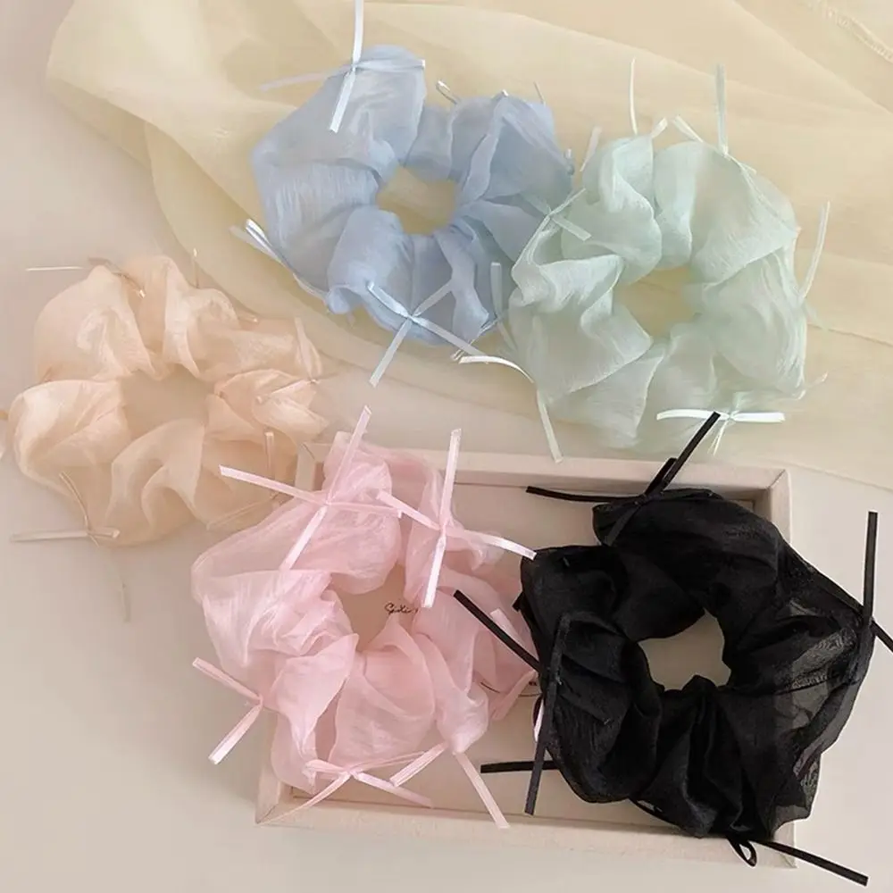 Милая балетная кружевная сетчатая резинка для волос, элегантная корейская лента, эластичная лента, галстук для волос с бантом для женщин и девочек