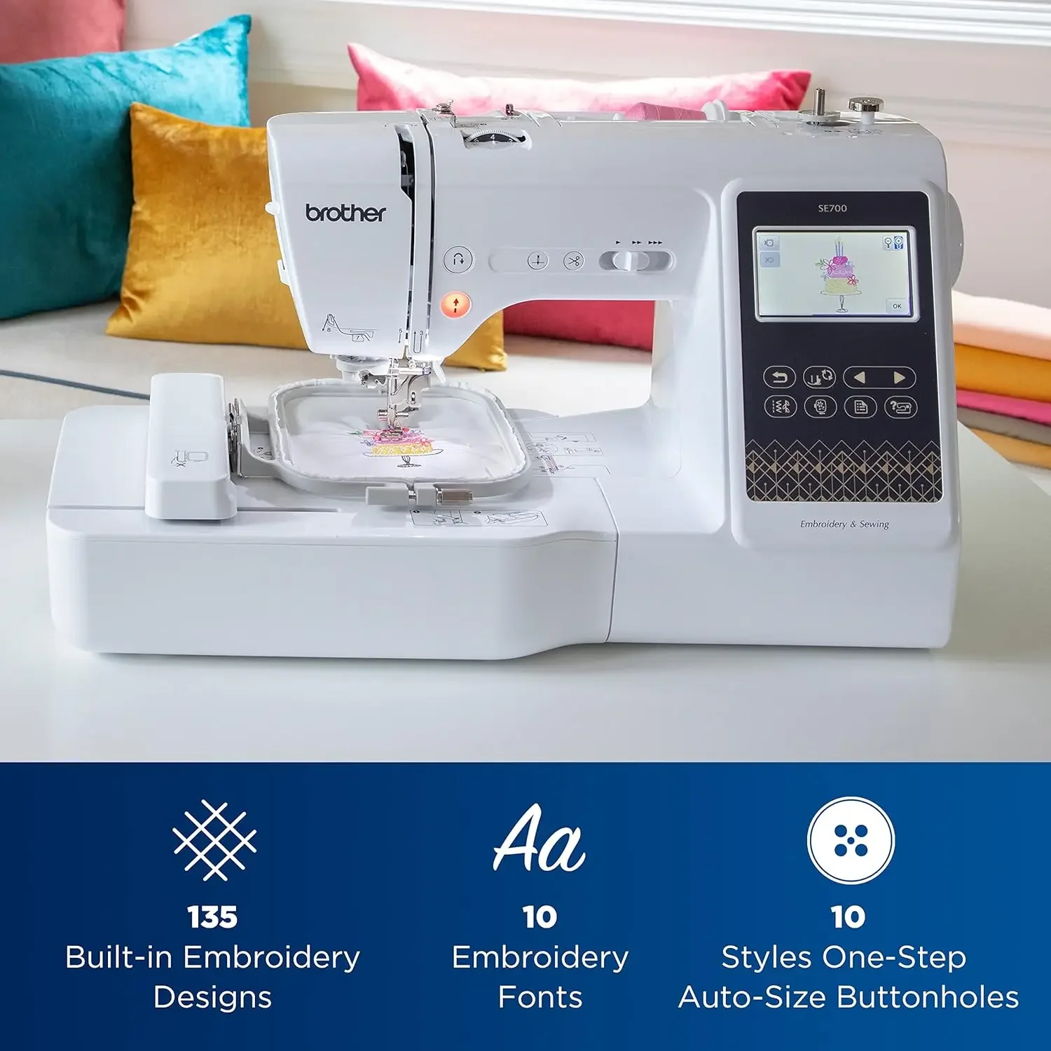 SE700 Sewing and Embroidery Machine, Wireless LAN Connected, 135 Built-in Designs,