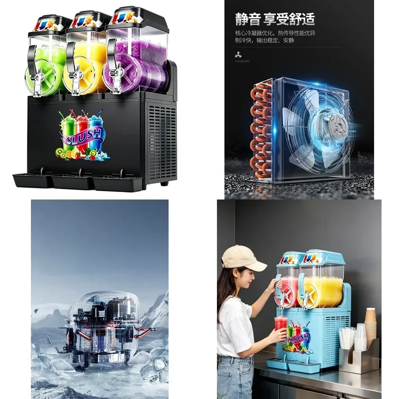 for Hengzhi Commercial Slush Machine Ice Drink Maker Ice Cream Machine Suitable for Bubble Tea Shops Cafes Restaurants