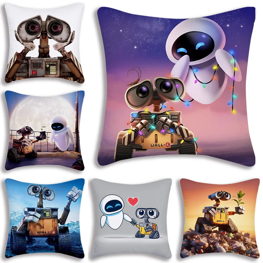 Cartoon Pillow Covers DisneyS WALL E Cartoon Sofa Decorative Home Double-sided Printing Short Plush Cute Cushion Cover